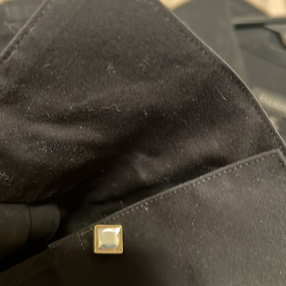 Talbots black cotton button-down with jeweled neck and cuffs - Picture 2 of 6